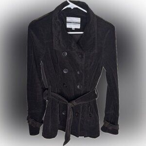 Brown Corduroy Double-Breasted Trench Coat, women XS